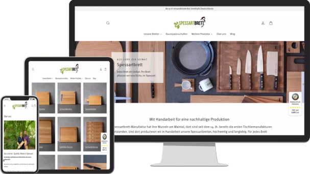 Spessartbrett | Ein Webprojekt, welches mit dem E-Commerce-Tool Shopify umgesetzt wurde.