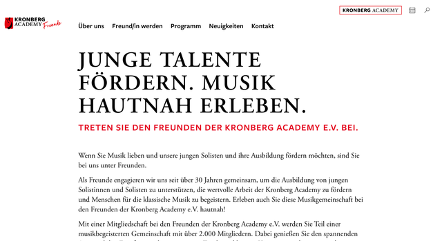 Screenshot der Website Freunde der Kronberg Academy | Beschreibung