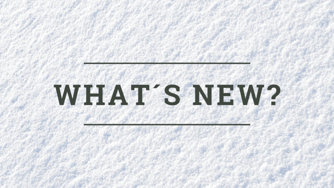 What's new Aufschrift auf weissem Schneehintergrund