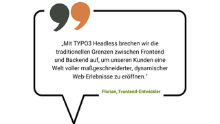 Zitat dkd-Mitarbeiter zu TYPO3 Headless mit Zitat-Zeichen im Bild