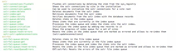 Available solrconsole commands