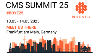 Grafik in schwarz-orange zum CMS Summit 2025