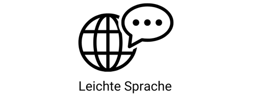 Icon für die leichte Sprache mit dem www-Icon und einer Sprechblase