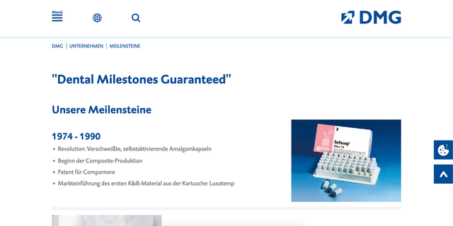 dmg-dental.com Meilensteine