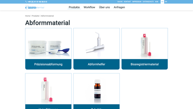 Screenshot: Indigodental Abformmaterial