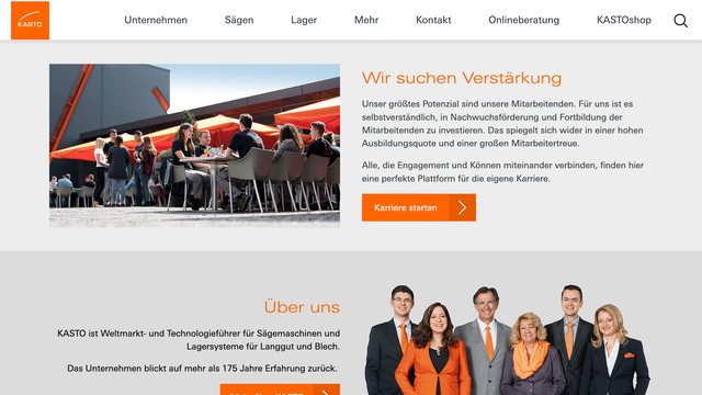 Screenshot Kasto Übersichtsseite 