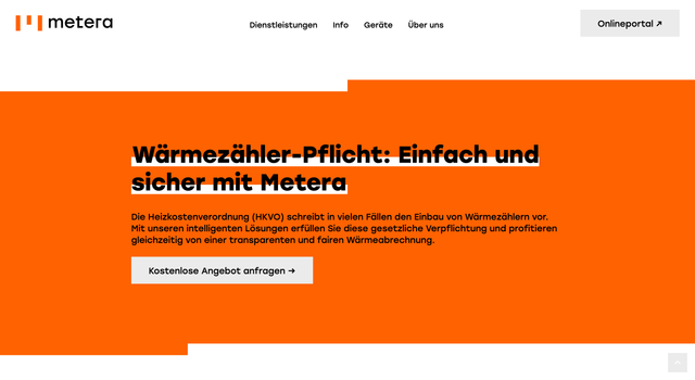 Screenshot der Metera-Website