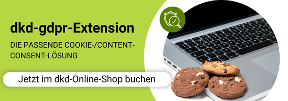 dkd-Banner für die dkd-gdpr-Extension für TYPO3-Websites mit grünem Hintergrund