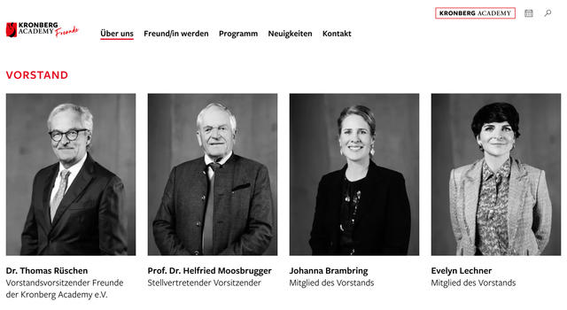 Screenshot der Website Freunde der Kronberg Academy | Vorstand