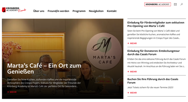 Screenshot der Website Freunde der Kronberg Academy