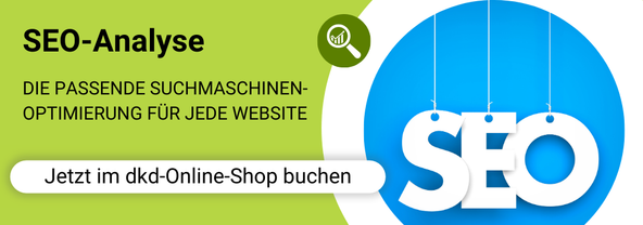 dkd-Banner für die SEO-Analyse für TYPO3-Websites mit grünem Hintergrund